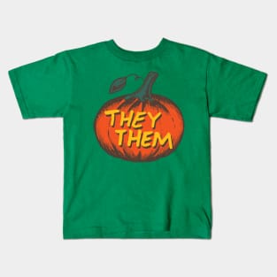 LGBTQIA+ They them Pronouns Jack-O-Lantern Pumpkin Kids T-Shirt